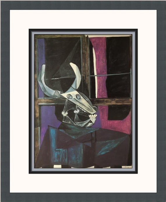 パブロ・ピカソ、【牡羊の頭蓋骨】、希少画集画、新品高級額・額装付 パブロ・ピカソ、【牡羊の頭蓋骨】、希少画集画、新品高級額・額装付