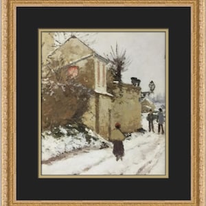 Camille Pissarro Street in Winter in Pontoisse Custom Framed Print