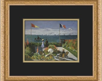 Claude Monet Garden at Sainte-Adresse Custom Framed Print