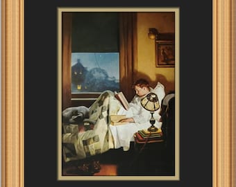 Impresión enmarcada personalizada de Norman Rockwell: Galletas en la cama
