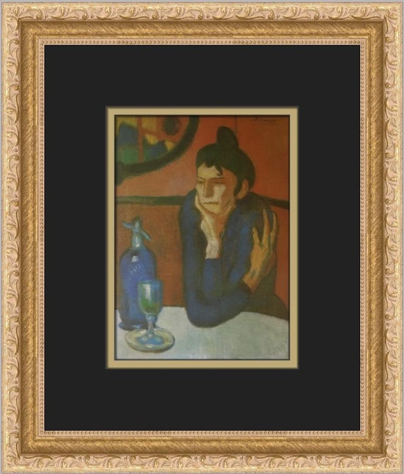 パブロ・ピカソ、「VERRE D'ABSINTHE」、海外版超希少レゾネ パブロ・ピカソ「アブサンを飲む人」カスタムフレームプリント - Etsy 日本