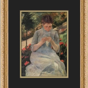 Mary Cassatt A Woman Sewing Custom Framed Print