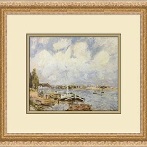 Alfred Sisley Boats on the Seine Custom Framed Print