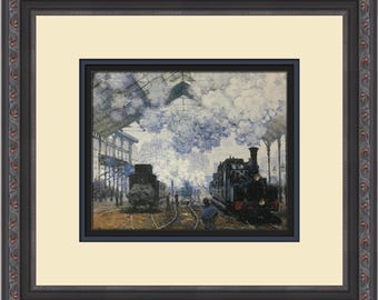 Claude Monet Arrival of a Train at Saint-Lazare Custom Framed Print