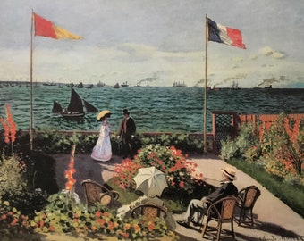 Generisch Quadro Su Tela Claude Monet - Giardino A Sainte-Adresse, Stampa Artistica 80x60 Cm, Made In Germany, Pronta Da Appendere