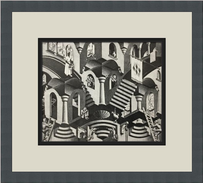MC Escher M.C. Escher Concave and Convex Custom Framed Print Etsy