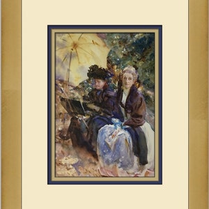 John Singer Sargent Ms Elita Wedgwood and Ms Sargent Sketching Custom Framed Print