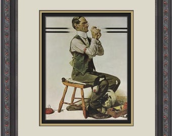 Norman Rockwell Man Threading A Needle Custom Framed Print