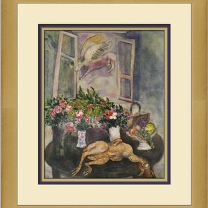 Marc Chagall Flowers and Fowl Custom Framed Print