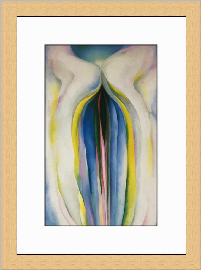 Georgia O'Keeffe Grey Line with Black Blue and Yellow Custom Framed Print