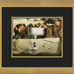 Salvador Dali Apparation of Face and Fruit Dish on a Beach Custom Framed Print