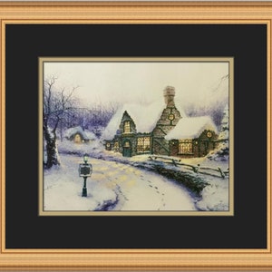 Thomas Kinkade Old Porterfield Gift Shoppe Christmas Eve Custom Framed Print