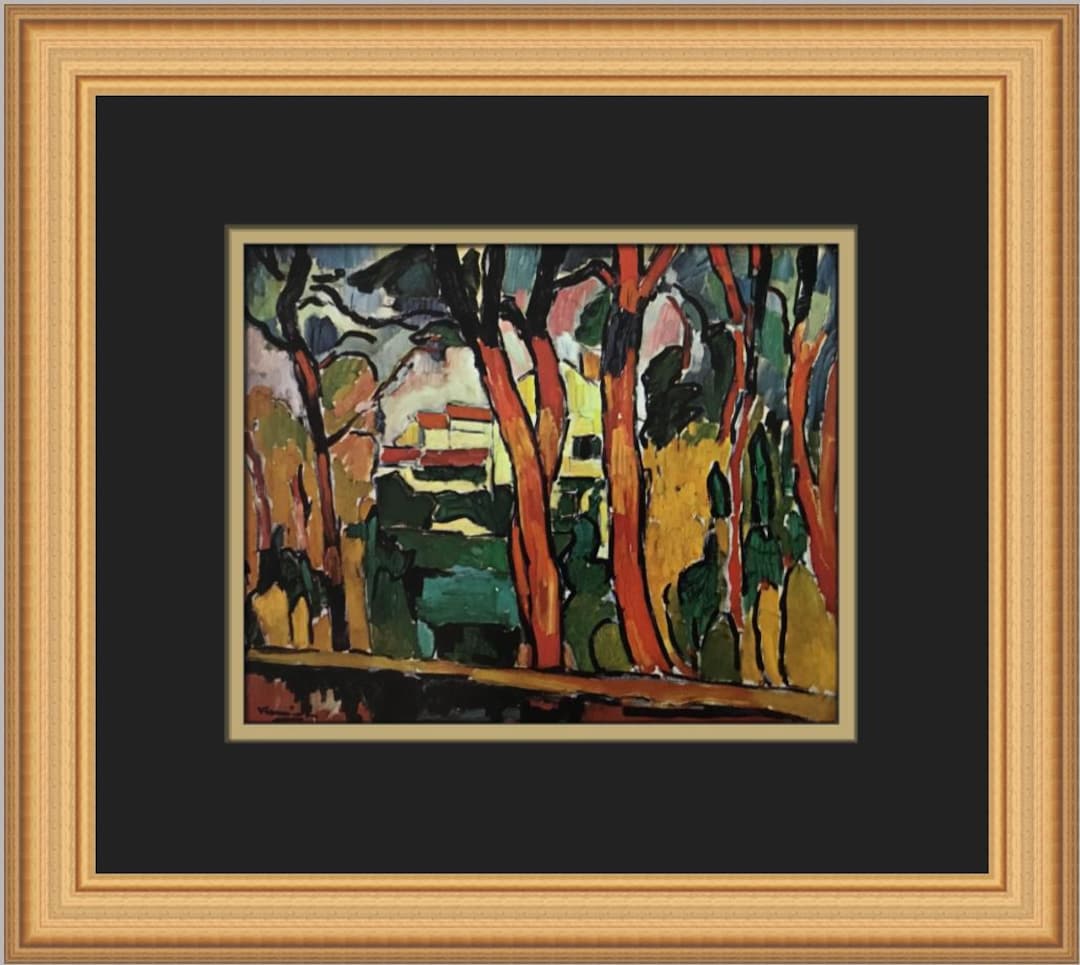 Maurice De Vlaminck Landscape With Red Trees Custom Framed Print