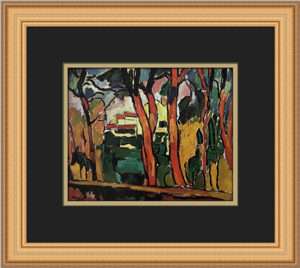 Maurice De Vlaminck Landscape With Red Trees Custom Framed Print