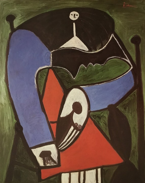 パブロ・ピカソ、Woman in an Armchair パブロ・ピカソ 肘掛け椅子に座る女性 カスタムフレームプリント