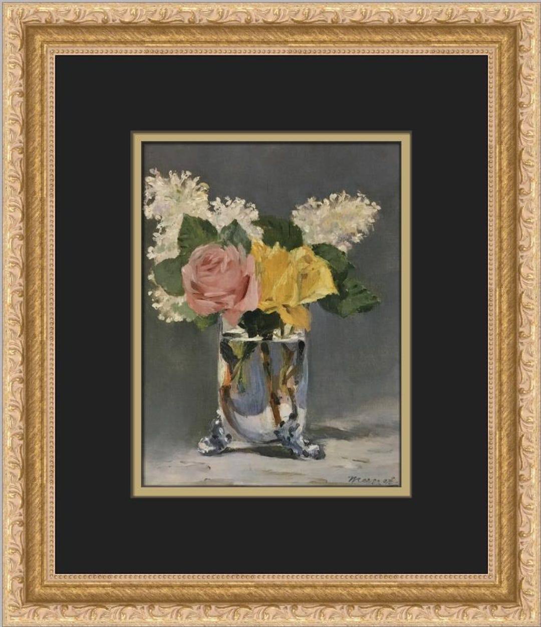 Edouard Manet Still Life Lilacs and Roses in a Small Glass Vase Custom ...