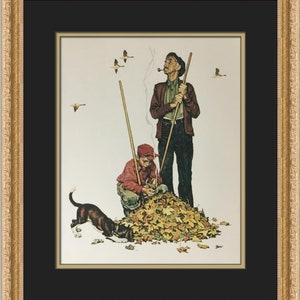 Norman Rockwell Grandpa and Me Fall Custom Framed Print