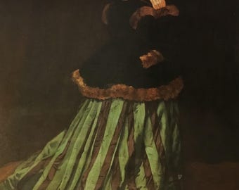 Claude Monet Camille in a Green Dress Custom Framed Print