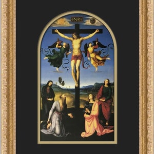 Raphael The Crucified Christ with the Virgin Mary Saints and Angels Custom Framed Print
