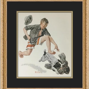 Norman Rockwell A Boy&#39;s Best Friend Custom Framed Print