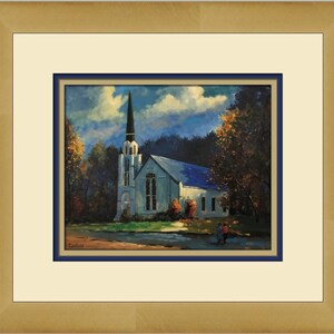 Robert Caulfield Quechee Village Church Custom Framed Print