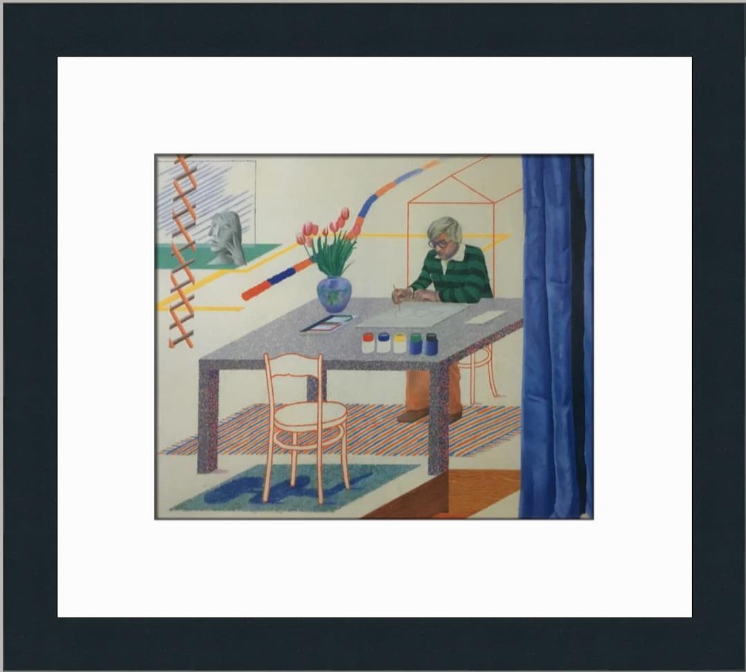 david-hockney-self-portrait-with-blue-guitar-custom-framed-print-etsy