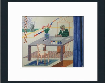 1987 David Hockney Self Portrait With Blue Guitar At Andre Emmerich New 1987-david-hockney-self-portrait-with-blue-guitar-at-andre-emmerich-new