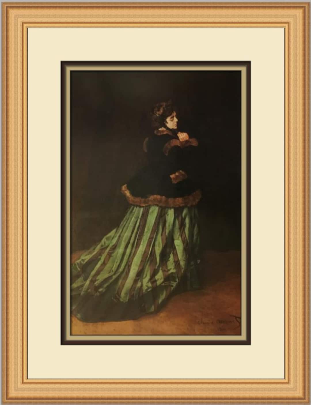 Claude Monet Camille in a Green Dress Custom Framed Print