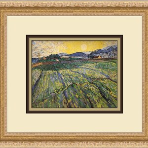 Vincent Van Gogh Weizenfeld mit aufgehender Sonne Gerahmt Druck