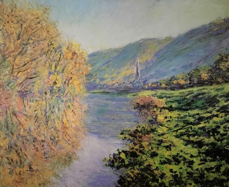 Claude Monet Banks of the Seine at Jeufosse in Autumn Custom Framed ...