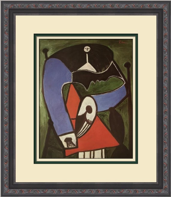 パブロ・ピカソ、Woman in an Armchair パブロ・ピカソ 肘掛け椅子に座る女性 カスタムフレームプリント