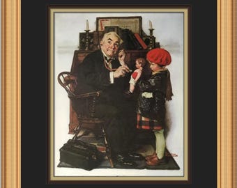 Impresión enmarcada personalizada de Doctor y muñeca de Norman Rockwell