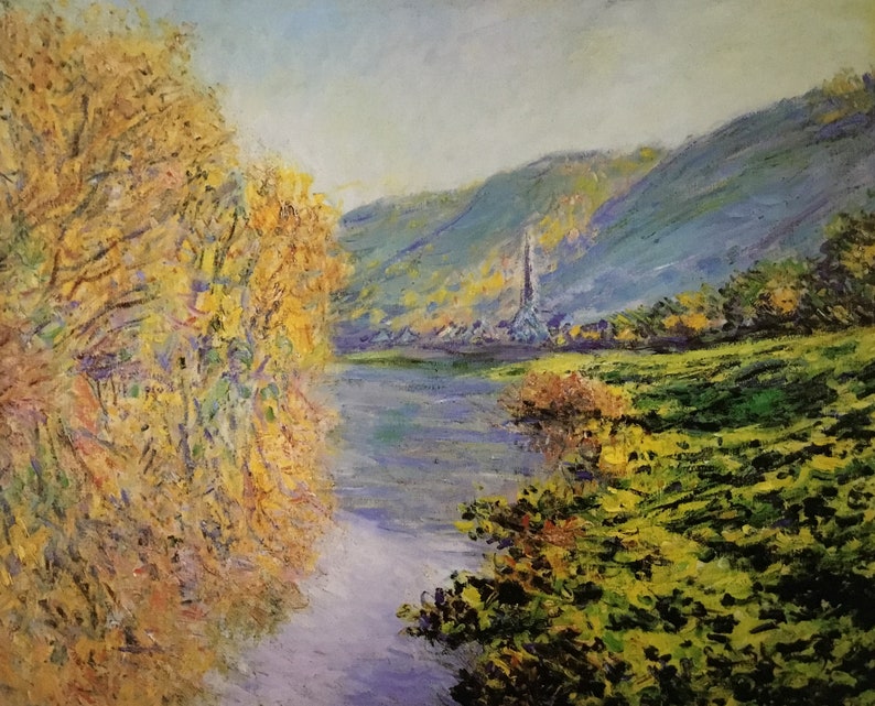 Claude Monet Banks of the Siene at Jeufosse in Autumn Custom Framed ...