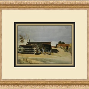 Edward Hopper Adobes and Shed in New Mexico Custom Framed Print