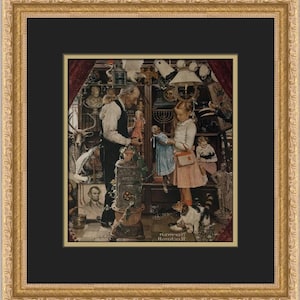 Impresión enmarcada personalizada de la niña de los inocentes con el tendero de Norman Rockwell