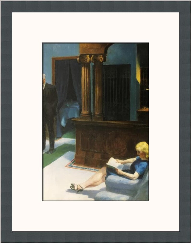 Edward Hopper Hotel Lobby Custom Framed Mini Print Etsy