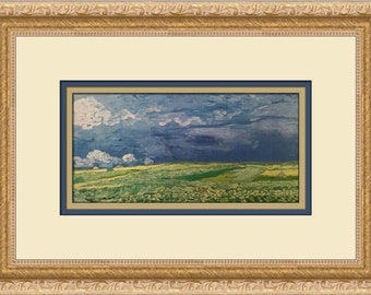 Vincent Van Gogh Wheatfield Under Thunderclouds Custom Framed Print