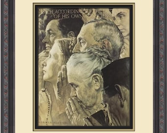 Norman Rockwell Wolność wyznania – wydruk w ramie na zamówienie