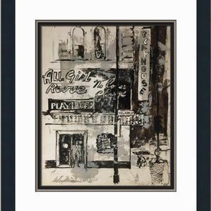 Leroy Neiman Clark Street Strip Club Custom Framed Print