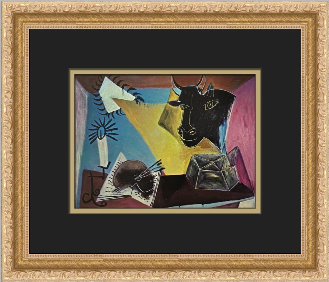 パブロ・ピカソ、【牡羊の頭蓋骨】、希少画集画、新品高級額・額装付 パブロ・ピカソ、【牡羊の頭蓋骨】、希少画集画、新品高級額・額装付