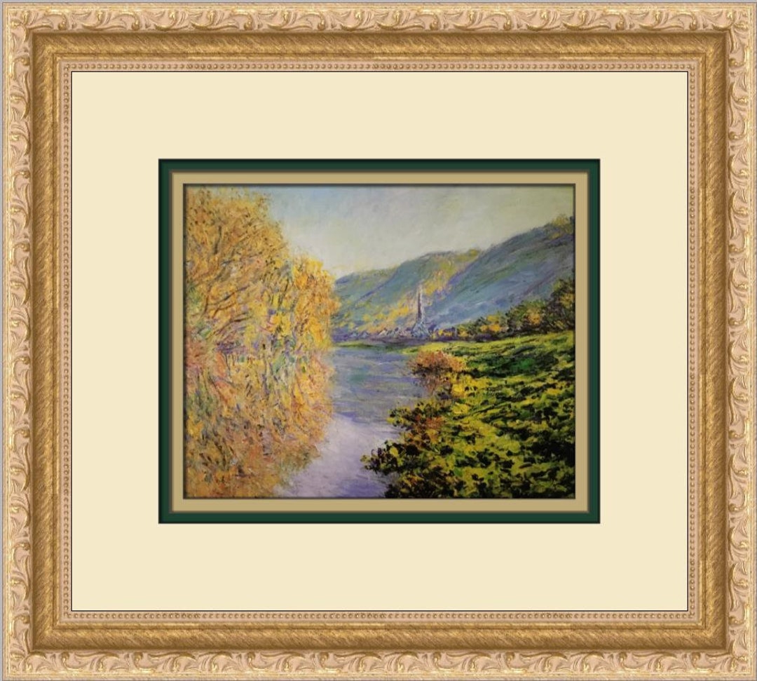 Claude Monet Banks of the Siene at Jeufosse in Autumn Custom Framed ...
