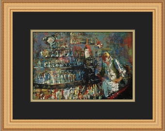 Leroy Neiman Il Mixologist Stampa incorniciata personalizzata