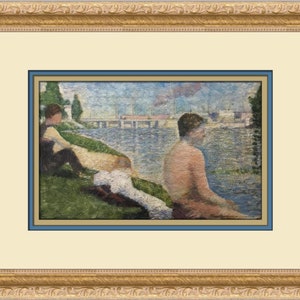 Impressão emoldurada personalizada para banhista sentado Georges Seurat