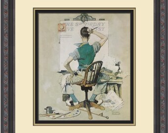 【希少】ノーマンロックウェル美術館購入 代表作品ストックブリッジ 額装 ノーマン ロックウェル エイプリルフールガールと店主 カスタム