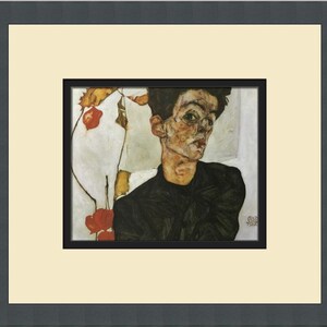 Egon Schiele Self-Portrait with Chinese Lantern Custom Framed Print