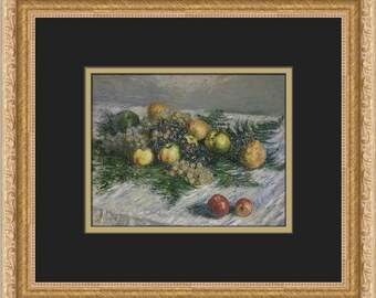 Claude Monet Still Life with Pears and Grapes Custom Framed Print