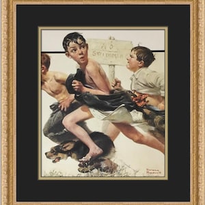 Norman Rockwell No Swimming Custom Framed Print