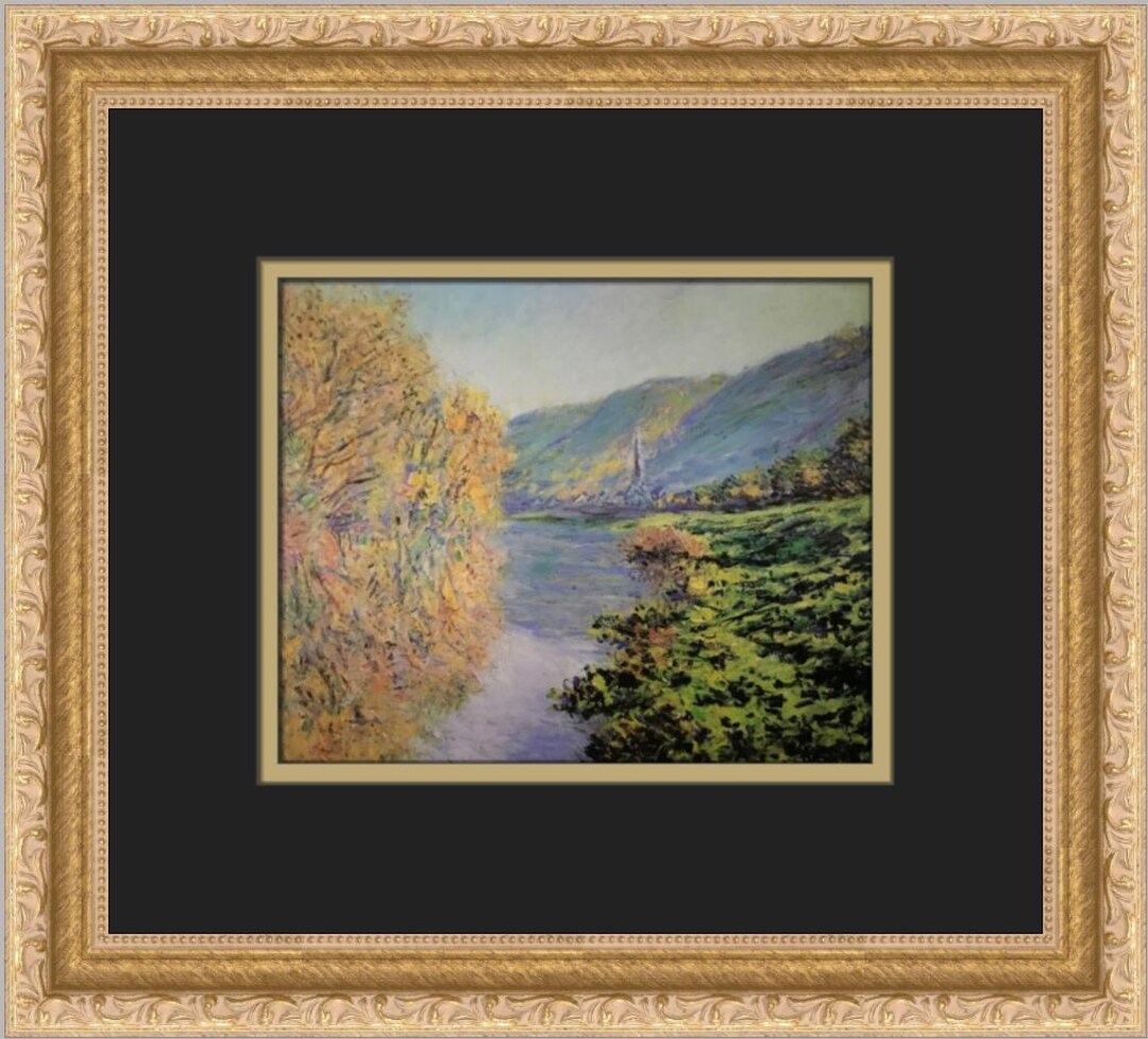 Claude Monet Banks of the Seine at Jeufosse in Autumn Custom Framed ...