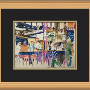 Leroy Neiman The Jigger Inn Bar Custom Framed Print