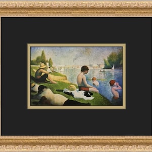 Georges Seurat tomando banho em Asnieres Impressão emoldurada personalizada